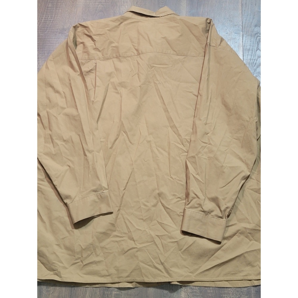 George‎ Foreman Mens Tan Long Sleeve Button Down Shirt 3X Big Cotton Spandex - Picture 6 of 6